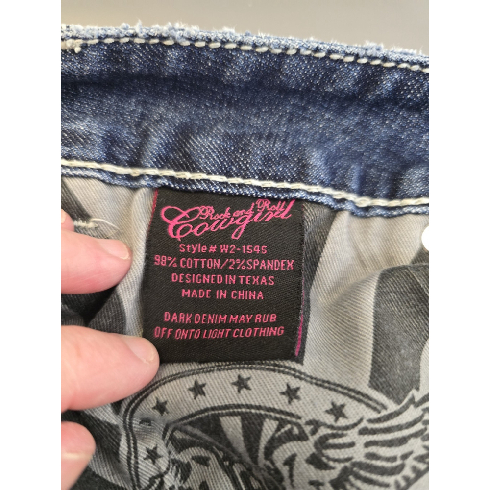 Rock And Roll Cowgirl Boyfriend Denim Jeans. Cot/span. Ladies Size 30x32 - Picture 13 of 14